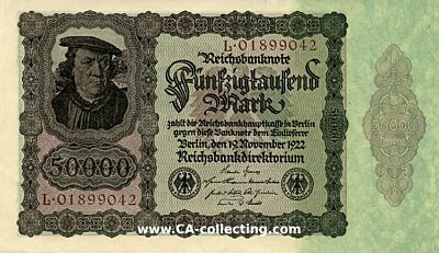 REICHSBANKNOTE FÜNFZIGTAUSEND (50.000) MARK 19....