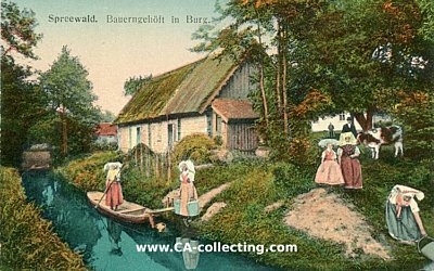 SPREEWALD - BAUERNGEHÖFT IN BURG. Farbpostkarte um...