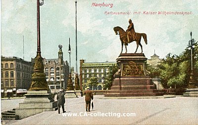 HAMBURG - RATHAUSMARKT MIT DENKMAL KAISER WILHELMDENKMAL....