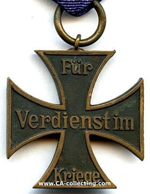 Foto 3 : KRIEGSVERDIENSTKREUZ 1914. Bronze. 30mm am Band für...