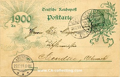 GANZSACHE-NEUJAHRS-POSTKARTE 1900 Deutsche Reichspost....