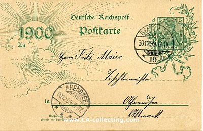 GANZSACHE-NEUJAHRS-POSTKARTE 1900 Deutsche Reichspost....