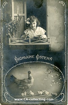 OSTERGRUSS-POSTKARTE 'Fröhliche Ostern' Mädchen...