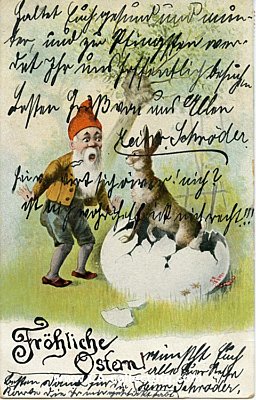 OSTERGRUSS-POSTKARTE 'Fröhliche Ostern!' Zwerg...