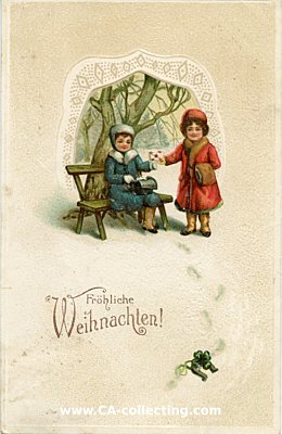 PRÄGEDRUCK-WEIHNACHTS-POSTKARTE 'Fröhliche...