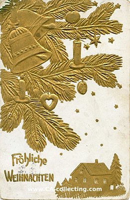 PRÄGEDRUCK-WEIHNACHTS-POSTKARTE 'Fröhliche...