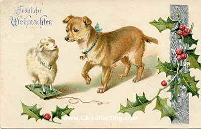 PRÄGEDRUCK-WEIHNACHTS-POSTKARTE 'Fröhliche...