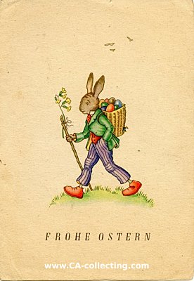 OSTERGRUSS-POSTKARTE 'Frohe Ostern' personifizierter...