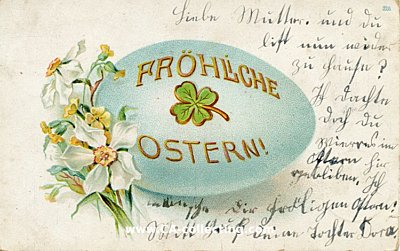 OSTERGRUSS-POSTKARTE 'Fröhliche Ostern!' Osterei mit...