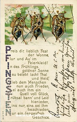 PRÄGEDRUCK-PFINGSTEN-POSTKARTE 'Pfingsten' drei...