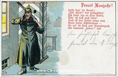 NEUJAHRS-POSTKARTE 'Prosit Neujahr!' rufender Wachposten...