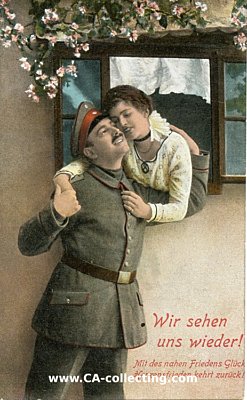 FARB-POSTKARTE 'Wir sehen uns wieder!'. CT 3806.3. 1917...