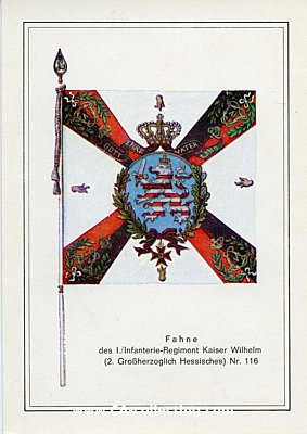 FARB-POSTKARTE Fahne I./Infanterie-Regiment Kaiser...