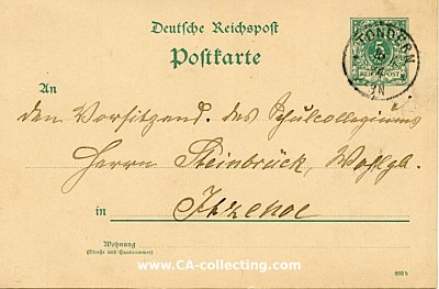 DEUTSCHES REICH - GANZSACHE-POSTKARTE - 5 PFENNIG 1894...