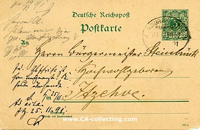 DEUTSCHES REICH - GANZSACHE-POSTKARTE - 5 PFENNIG 1891...