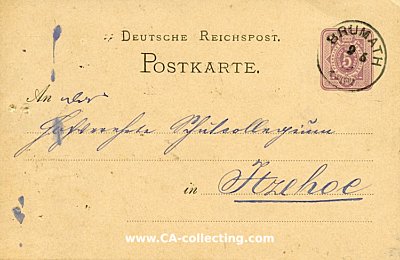 DEUTSCHES REICH - GANZSACHE-POSTKARTE - 5 PFENNIG 1879...