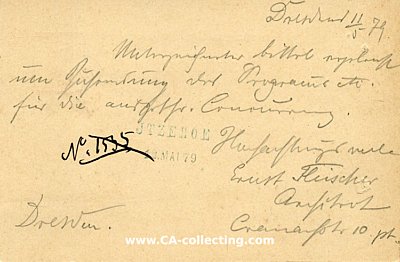 Photo 2 : DEUTSCHES REICH - GANZSACHE-POSTKARTE - 5 PFENNIG 1879...