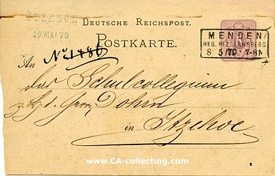 DEUTSCHES REICH - GANZSACHE-POSTKARTE - 5 PFENNIG 1879...