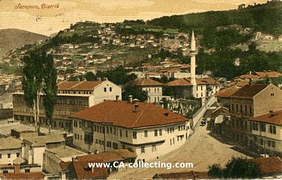 FARB-POSTKARTE SARAJEVO - BISTRIK 1915 an den...