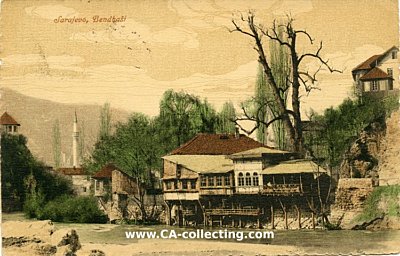 FARB-POSTKARTE SARAJEVO - BENDBASI 1916 von Ernst Kosak...