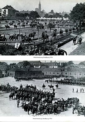 2 PHOTO-POSTKARTEN 'Mobilmachung Straßburg 1914'....