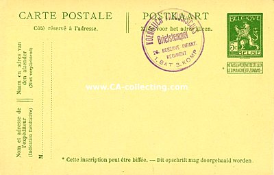 GANZSACHE-POSTKARTE - 5 CENT Postkaart mit Truppenstempel...