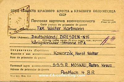 KRIEGSGEFANGENEN-POSTKARTE vom 3. März 1947 des...