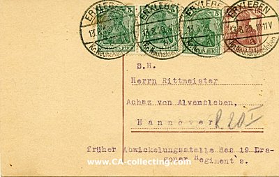 DEUTSCHES REICH - GANZSACHE-POSTKARTE - 15 PFENNIG...