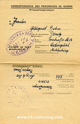 KRIEGSGEFANGENEN-FALTBRIEF 'Correspondance des...