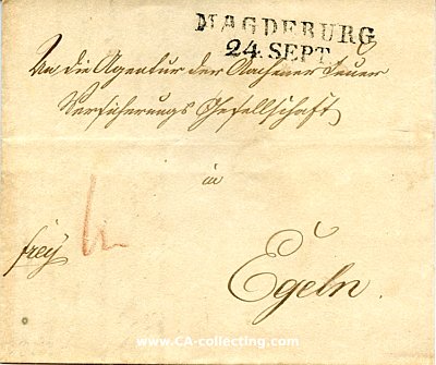 VORPHILATELISTISCHER BRIEF Magdeburg 24. September 1828...