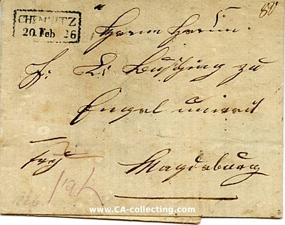 VORPHILATELISTISCHER BRIEF Chemnitz 20. Februar 1826 nach...