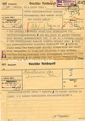 DEUTSCHE REICHSPOST 2 x TELEGRAMMFORMULAR C 187 aus...