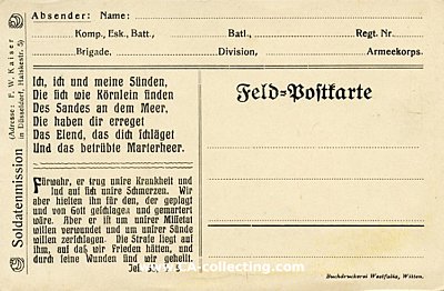 BLANKO-FELDPOSTKARTE der Soldatenmission.