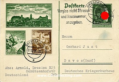 GANZSACHE-POSTKARTE 6 + 19 PFENNIG mit Zusatz...