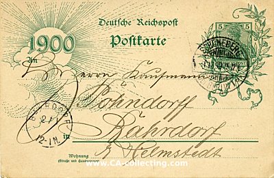 DEUTSCHES REICH - GANZSACHE-NEUJAHRS-POSTKARTE 1900 5...