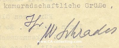 SCHRADER, Werner. Oberstleutnant des Heeres,...