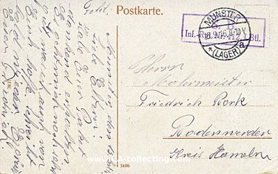 Foto 2 : FARB-POSTKARTE 'Munster (Lager)'. 1916 aus Munster als...