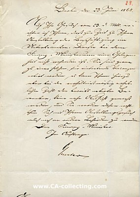 Foto 3 : PREUSSEN - MINISTERIAL-FALTBRIEF Berlin 26. Juni 1868 des...