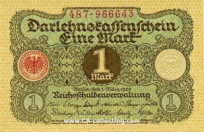 DARLEHNSKASSENSCHEIN EINE (1) MARK 1. März 1920....