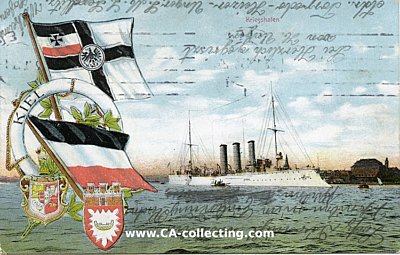 FARB-POSTKARTE 'Kriegshafen Kiel'. 1913 aus Kiel gelaufen...