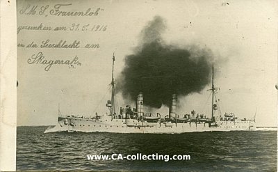 PHOTO-POSTKARTE 'S.M.S. Frauenlob gesunken am 31.5.1916...