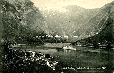 PHOTO-POSTKARTE 'S.M.S. Kolberg in Balholm - Sommerreise...