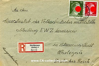 EINSCHREIBE-BRIEFUMSCHLAG Heilbronn 1943, gerichtet an...