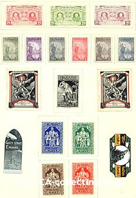 SAMMLUNG VON 18 FARBIGEN SPENDENMARKEN um 1910-1915 Kath....