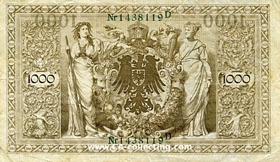 Photo 2 : REICHSBANKNOTE EIN TAUSEND (1000) MARK 21. April 1910....