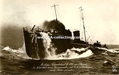 PHOTO-POSTKARTE 'Hochsee Torpedoboot G 171 im Sturm - Im...