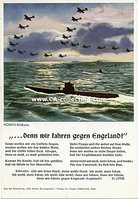 KRIEGSMARINE-LIEDER-POSTKARTE '...denn wir fahren gegen...