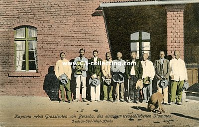 FARB-POSTKARTE 'Kapitain nebst Grossleuten von Bereseba,...