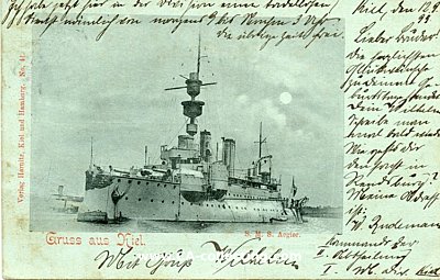 PHOTO-POSTKARTE 'S.M.S. Aegier - Gruss aus Kiel'. Verlag...