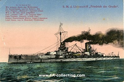 FARB-POSTKARTE S.M.S. Linienschiff 'Friedrich der...